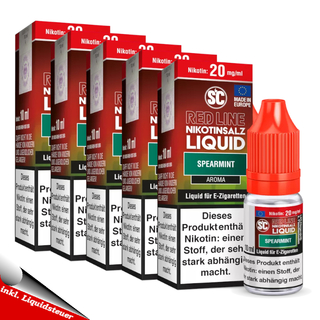 5x 10ml SC RED LINE Spearmint 10mg/ml