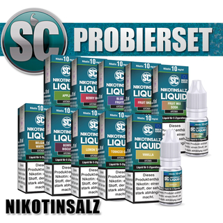 10x 10ml SC Nikotinsalz Probierset Frucht/Gourmet 10mg/ml