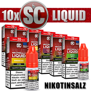 10x 10ml SC RED LINE OVERDOSED Nikotinsalz E-Liquid - Neue Sorten