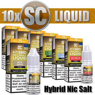 10x 10ml SC HYBRID Nikotinsalz Liquid Aroma Probierbox - 100 ml E-Liquid