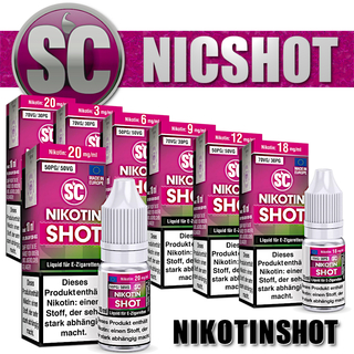 3 - 20mg SC Nikotin Shots 10x 10 ml 50/50 70/30 Nikotinshot - 100ml