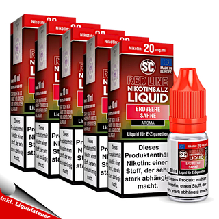 5x 10ml SC RED LINE Erdbeer Sahne 10mg/ml