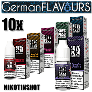 20 mg GermanFlavours 10x 10 ml Nikotinshot 50/50 oder 70/30 - 100 ml