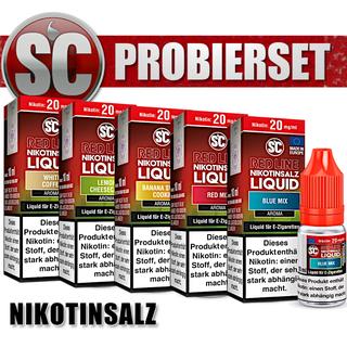 5x 10ml SC RED LINE PROBIERSET 4 kein Nikotin