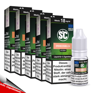 10x 10ml SC Liquid Erdbeermilch kein Nikotin