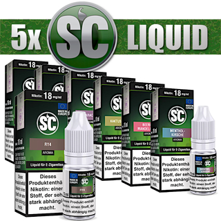 5x 10ml SC Liquid Probierbox Tabak Frucht Menthol - 50ml E-Liquid